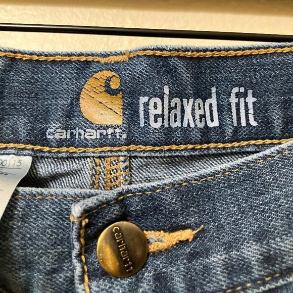 Carhartt Jeans Relaxed Fit Men's 36X32 Blue Denim Straight Leg Cargo Pants - Picture 4 of 9